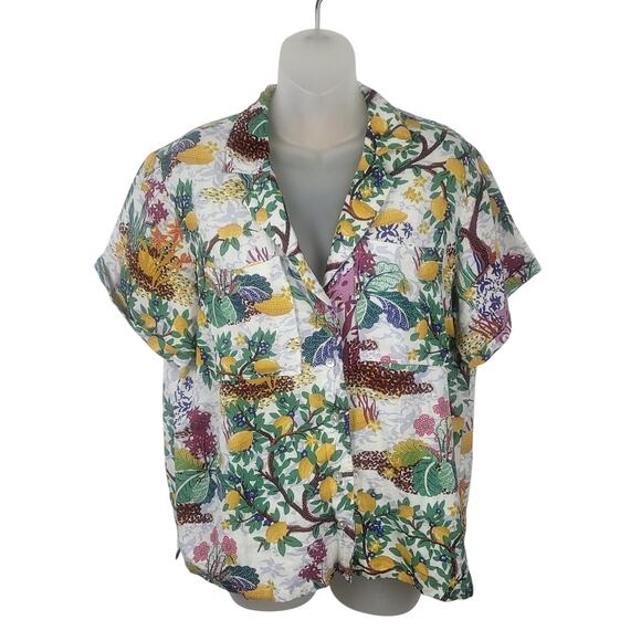 Anthropologie MAEVE CLASSIC SURF SHIRT Linen Blend Tropical Print S $98 - Picture 6 of 9
